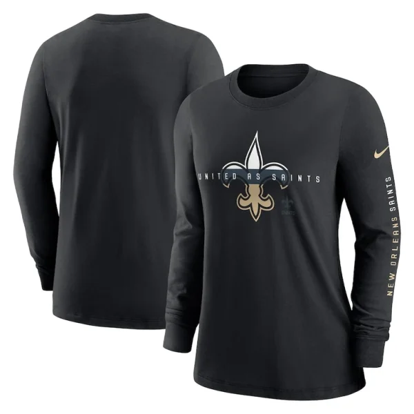 New orleans saints nike womens prime split long sleeve t shirt Black