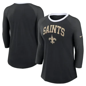 New orleans saints nike womens raglan 34 sleeve t shirt Black