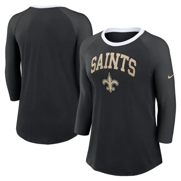 New orleans saints nike womens raglan 34 sleeve t shirt Black