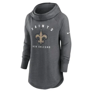 New orleans saints nike womens raglan funnel neck pullover hoodie Heather charcoal S