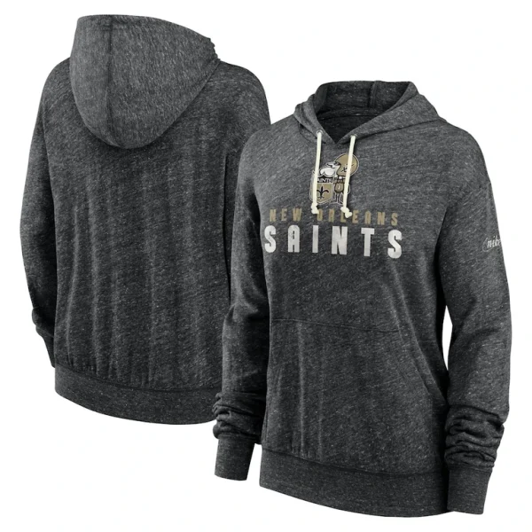 New orleans saints nike womens rewind gym vintage lightweight pullover hoodie Black