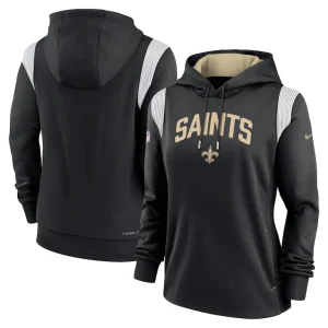 New orleans saints nike womens sideline stack performance pullover hoodie Black