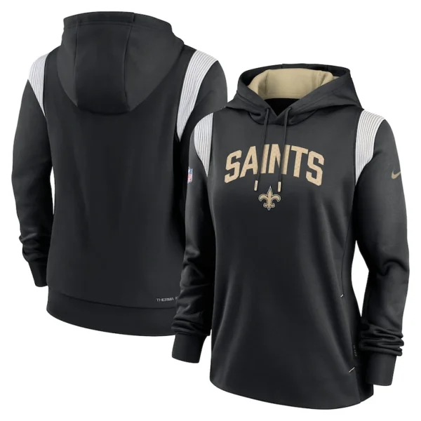 New orleans saints nike womens sideline stack performance pullover hoodie Black