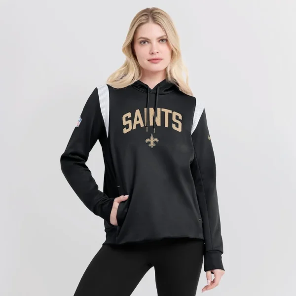 New orleans saints nike womens sideline stack performance pullover hoodie Black L