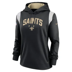 New orleans saints nike womens sideline stack performance pullover hoodie Black S