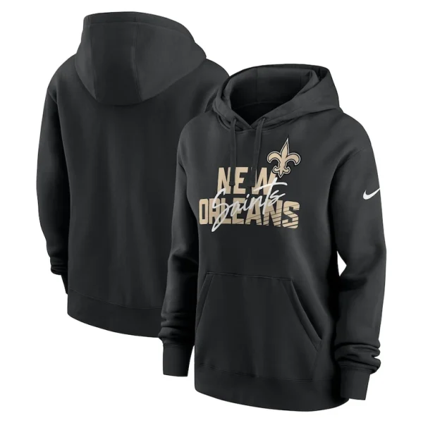 New orleans saints nike womens wordmark club fleece pullover hoodie Black