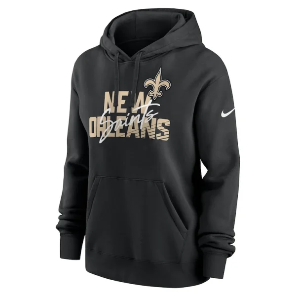 New orleans saints nike womens wordmark club fleece pullover hoodie Black S