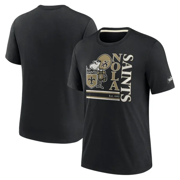 New orleans saints nike wordmark logo tri blend t shirt Black