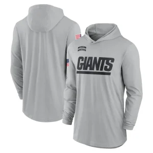 New york giants nike 2024 salute to service lightweight performance long sleeve hooded t shirt Gray