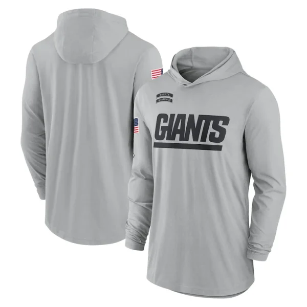 New york giants nike 2024 salute to service lightweight performance long sleeve hooded t shirt Gray