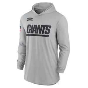 New york giants nike 2024 salute to service lightweight performance long sleeve hooded t shirt Gray M