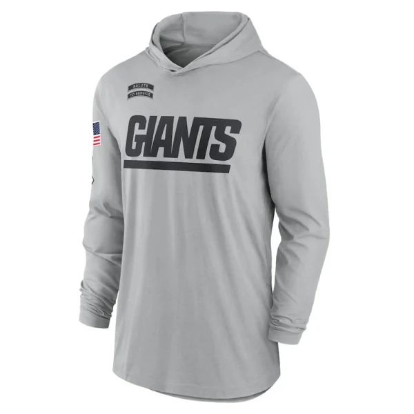 New york giants nike 2024 salute to service lightweight performance long sleeve hooded t shirt Gray M
