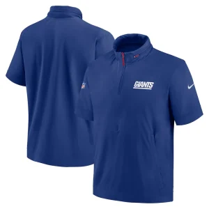 New york giants nike 2024 sideline coach short sleeve half zip hoodie jacket Royal