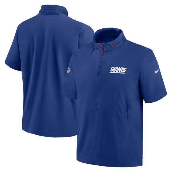 New york giants nike 2024 sideline coach short sleeve half zip hoodie jacket Royal