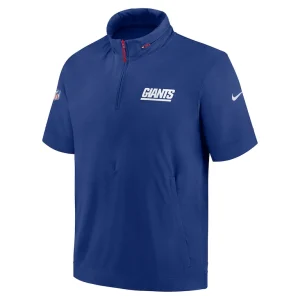 New york giants nike 2024 sideline coach short sleeve half zip hoodie jacket Royal M
