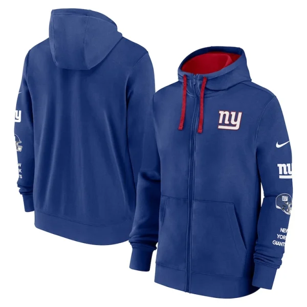 New york giants nike club full zip hoodie jacket Royal