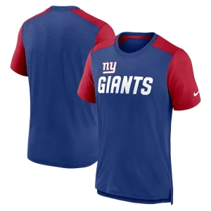 New york giants nike color block team name t shirt Heathered royalheathered red