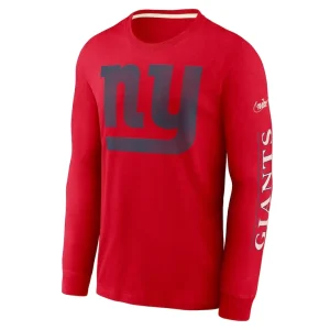 New york giants nike fashion tri blend long sleeve t shirt Red M