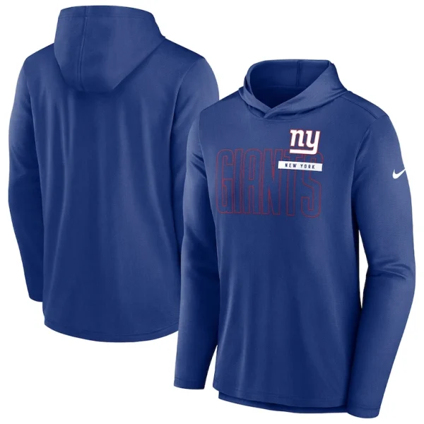 New york giants nike lightweight performance hooded long sleeve t shirt Royal
