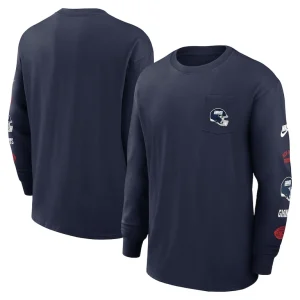 New york giants nike rewind heavy max 90 pocket long sleeve t shirt Navy