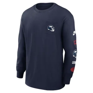 New york giants nike rewind heavy max 90 pocket long sleeve t shirt Navy M