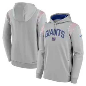 New york giants nike sideline athletic stack performance pullover hoodie Gray