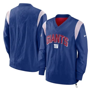 New york giants nike sideline athletic stack v neck pullover windshirt jacket Royal