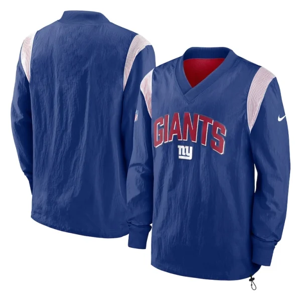 New york giants nike sideline athletic stack v neck pullover windshirt jacket Royal