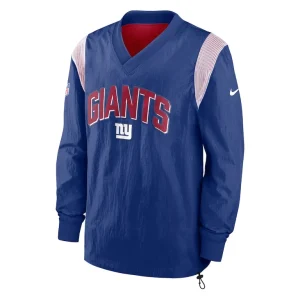New york giants nike sideline athletic stack v neck pullover windshirt jacket Royal M