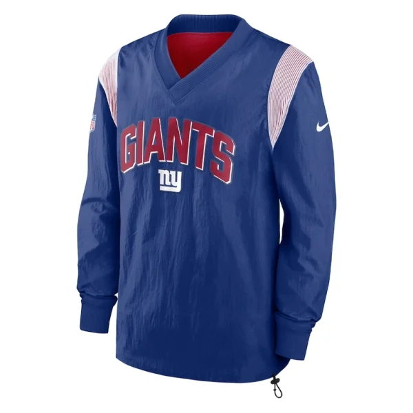 New york giants nike sideline athletic stack v neck pullover windshirt jacket Royal M