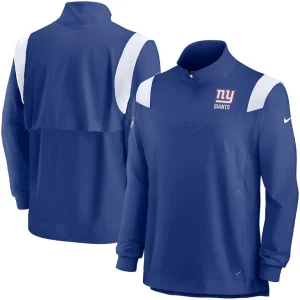 New york giants nike sideline coach chevron lockup quarter zip long sleeve top Royal