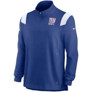 New york giants nike sideline coach chevron lockup quarter zip long sleeve top Royal M
