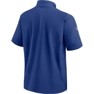 New york giants nike sideline coach short sleeve hoodie quarter zip jacket Royal L