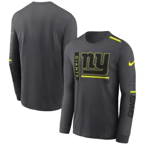 New york giants nike volt performance long sleeve t shirt anthracite Multi