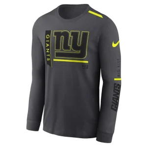 New york giants nike volt performance long sleeve t shirt anthracite Multi M
