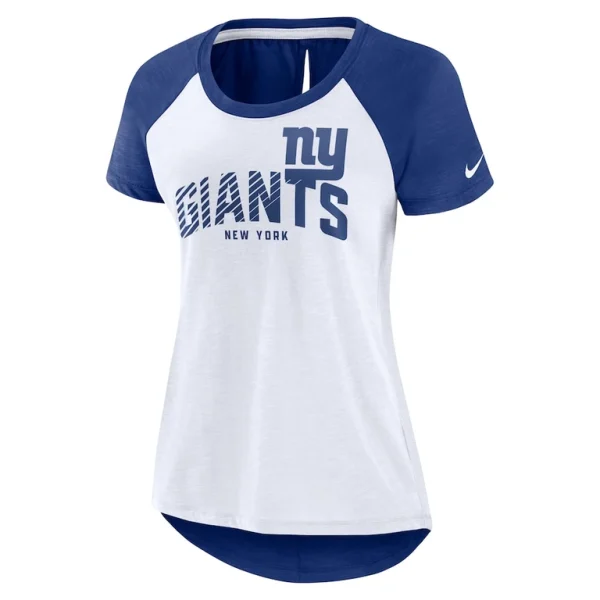 New york giants nike womens back slit lightweight fashion t shirt Whiteheather scarlet S