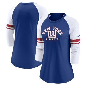 New york giants nike womens fashion 34 sleeve lightweight raglan fashion t shirt Royal