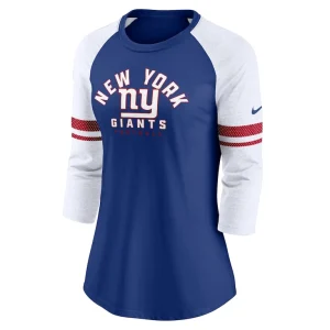 New york giants nike womens fashion 34 sleeve lightweight raglan fashion t shirt Royal S