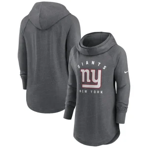 New york giants nike womens raglan funnel neck pullover hoodie Heather charcoal