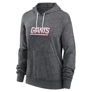 New york giants nike womens team spirit gym vintage lightweight hoodie top Heather charcoal S