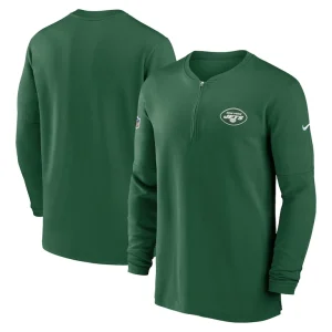 New york jets nike 2023 sideline performance long sleeve tri blend quarter zip top Green