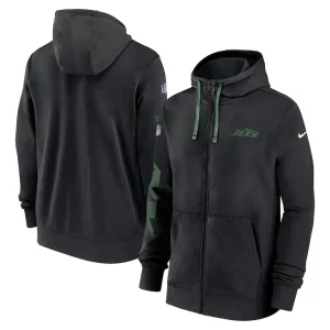 New york jets nike 2024 sideline club full zip hoodie Black
