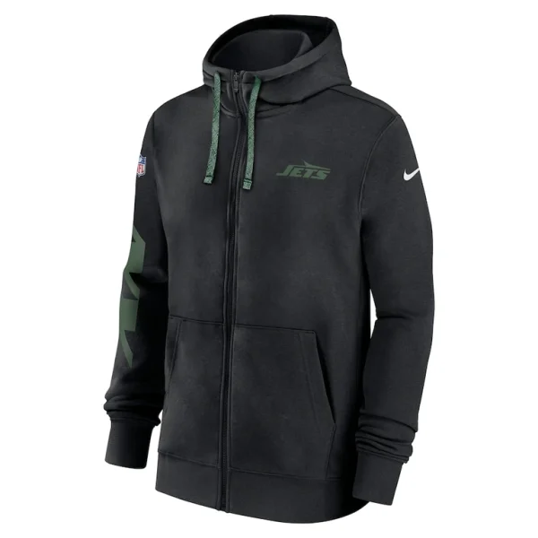 New york jets nike 2024 sideline club full zip hoodie Black M