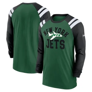 New york jets nike classic arc raglan tri blend long sleeve t shirt Greenblack