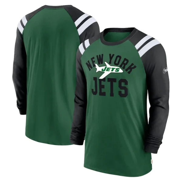 New york jets nike classic arc raglan tri blend long sleeve t shirt Greenblack