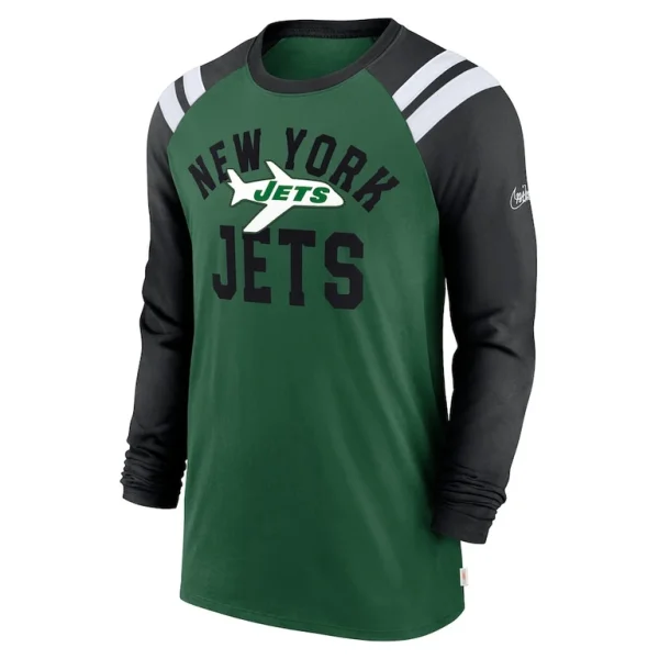 New york jets nike classic arc raglan tri blend long sleeve t shirt Greenblack M