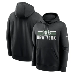 New york jets nike club fleece pullover hoodie Black