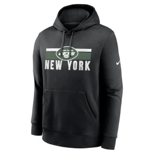 New york jets nike club fleece pullover hoodie Black M