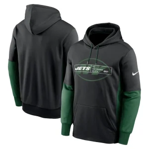 New york jets nike color block fleece performance pullover hoodie Black