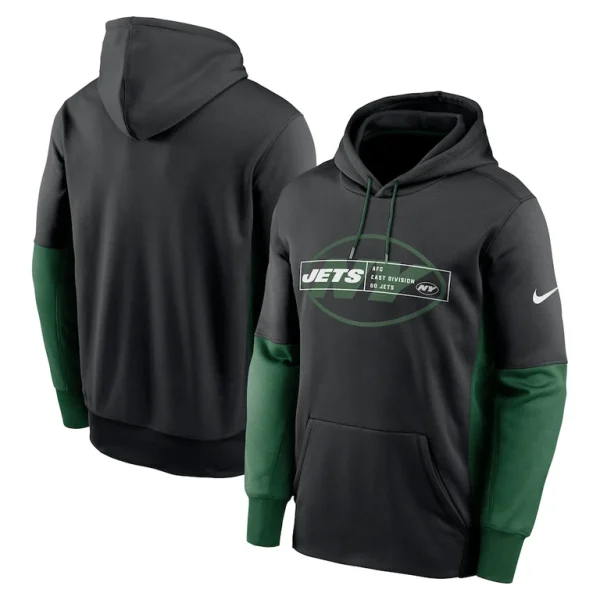 New york jets nike color block fleece performance pullover hoodie Black